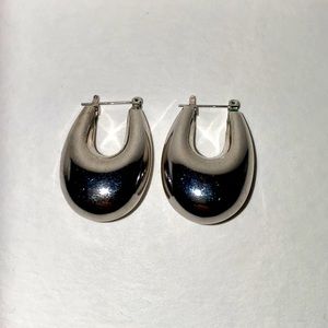 Silver Puff Hoop Earrings